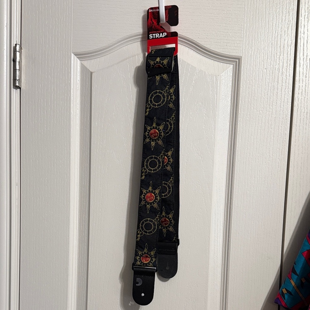 💙D'Addario 50mm Nylon Black Gold Sun & Moon Celestial Guitar Instrument Strap‎ - Picture 2 of 5